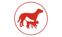 rotes generisches Symbol „untergewichtiger Hund und untergewichtige Katze“